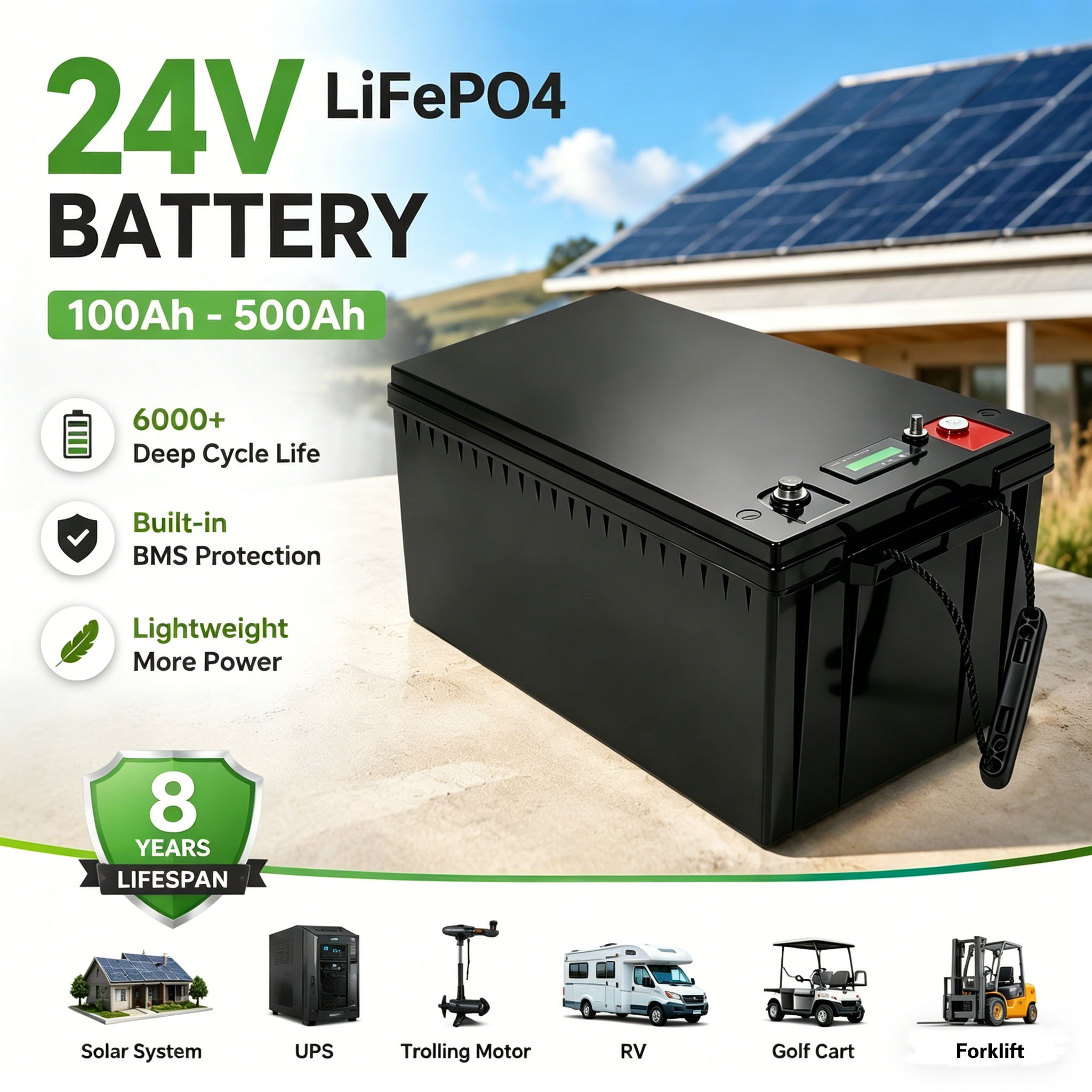 Lifepo4 Battery 24V 100Ah Trolling Motor - EM 24V 200Ah Lifepo4 Batterij 100Ah