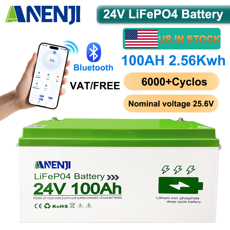 Lifepo4 Battery 24V 100Ah Trolling Motor - ANENJI 24V 100Ah 2560Wh Lithium LiFePO4