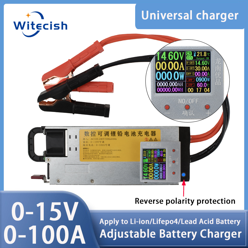 Lifepo4 Charger 48V 20A - Instelbare oplader 12V 100A Lithium oplader