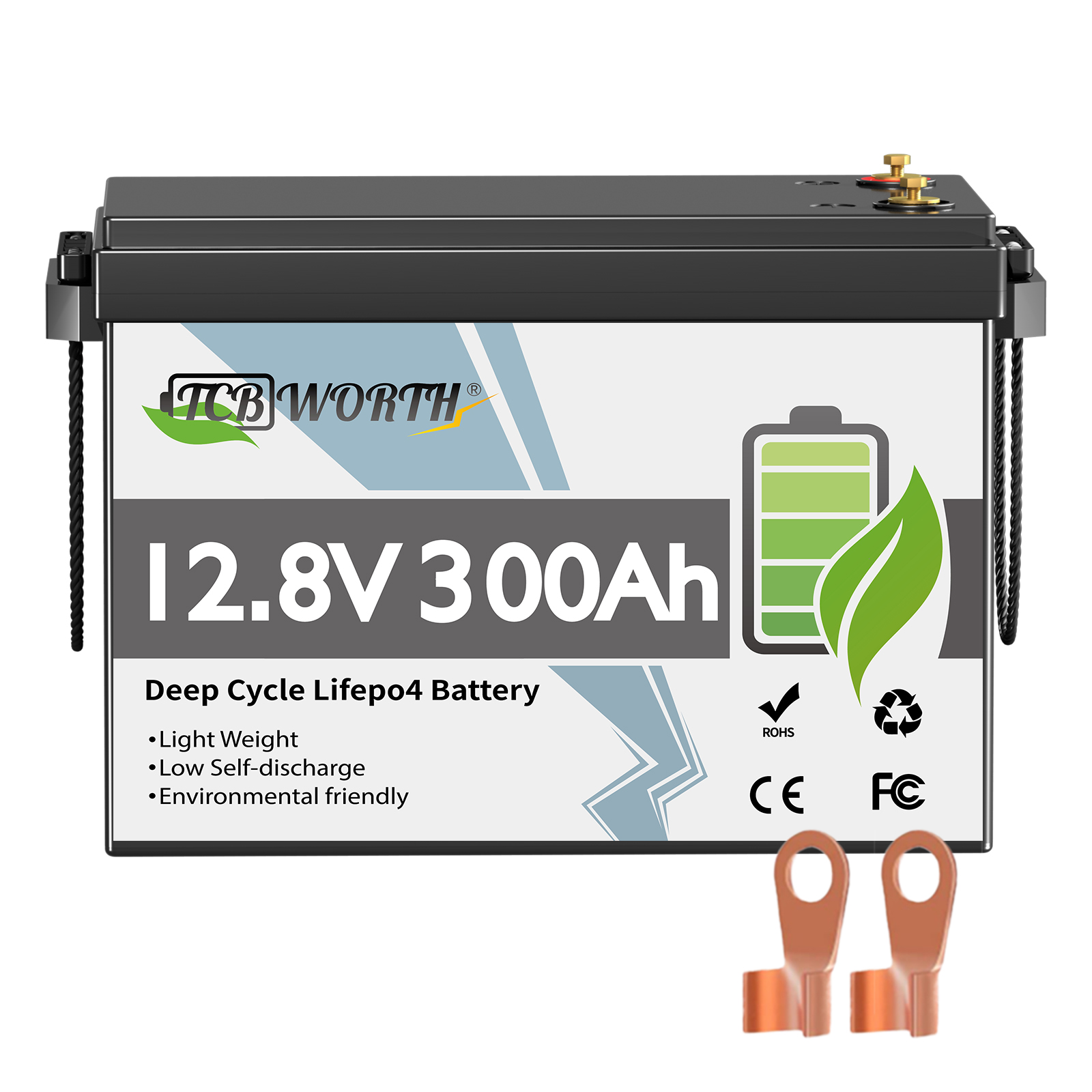 Lifepo4 12V 300Ah Deep Cycle - TCBWORTH 12V 300Ah LiFePO4 lithiumbatterij, 6000+
