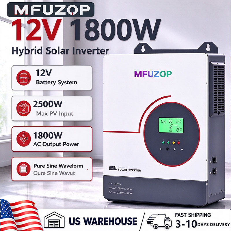 Lifepo4 Battery 12V 100Ah - MFUZOP 1800W 12V hybride zonne-omvormer, zuivere