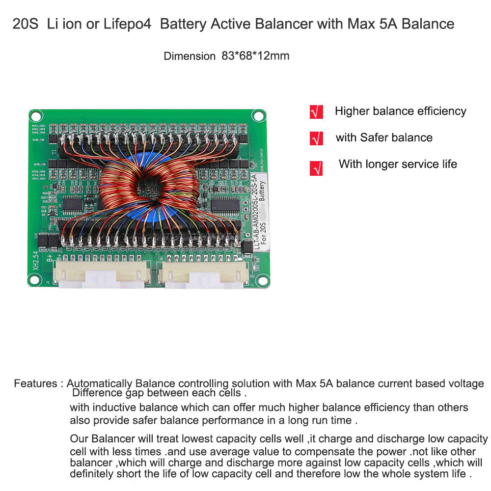 Battery Balancer 4S 12V Active Equalizer - 12V 36V 48V 60V 72V LifePo4