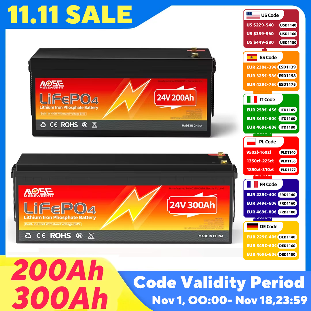 Lifepo4 Battery 24V 100Ah Trolling Motor - MOSEWORTH 24V 200Ah 300Ah 100Ah LiFePO4