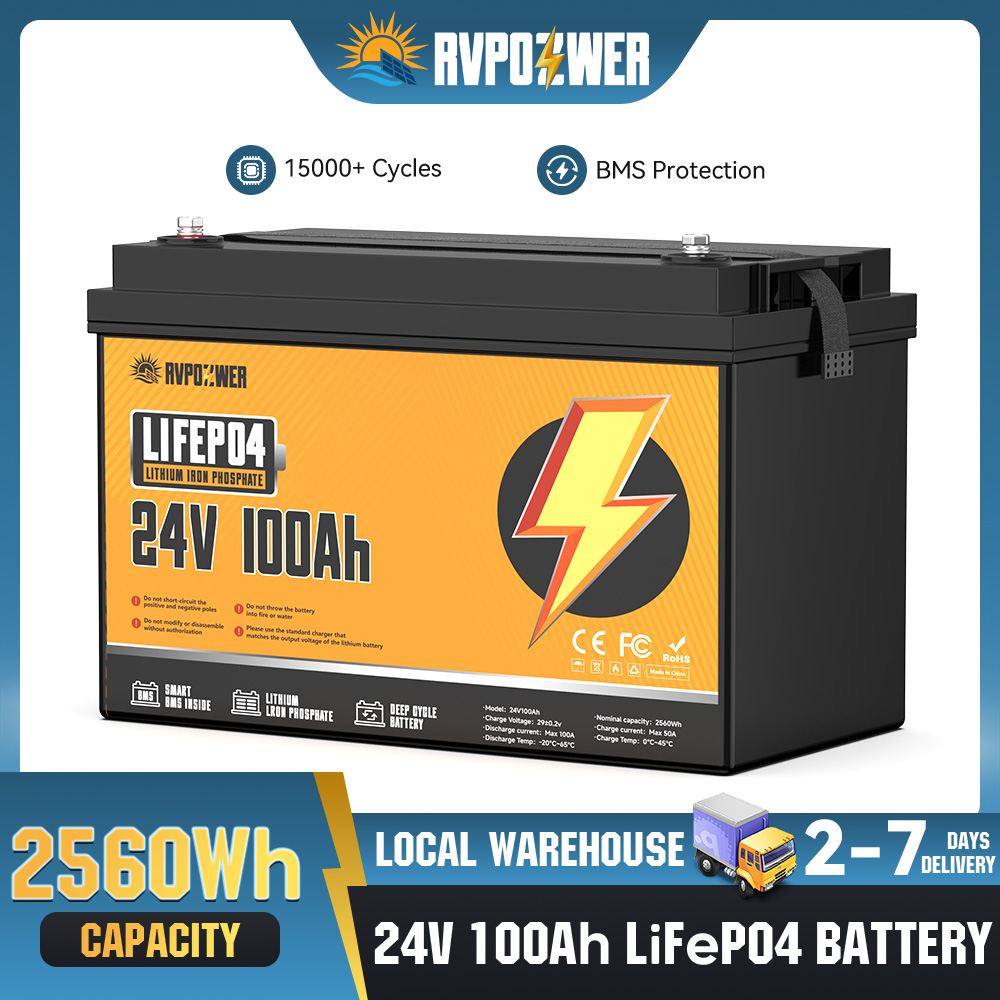 Lifepo4 Battery 24V 100Ah Trolling Motor - RVPOZWER 24V 100Ah 2560Wh Lithium LiFePO4-batterij