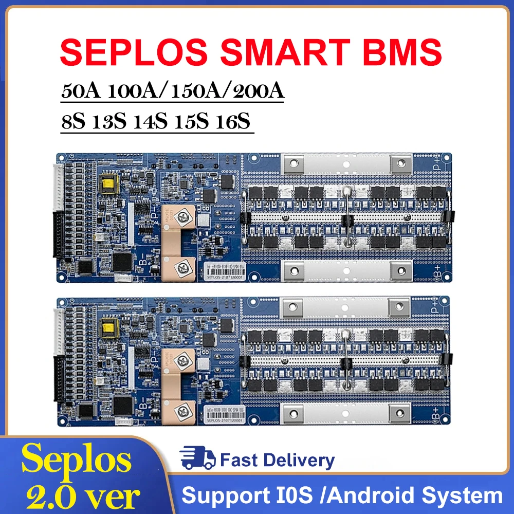 Smart Bms 16S 48V 200A Bluetooth - Smart Seplos BMS 2.0 ondersteunt Bluetooth