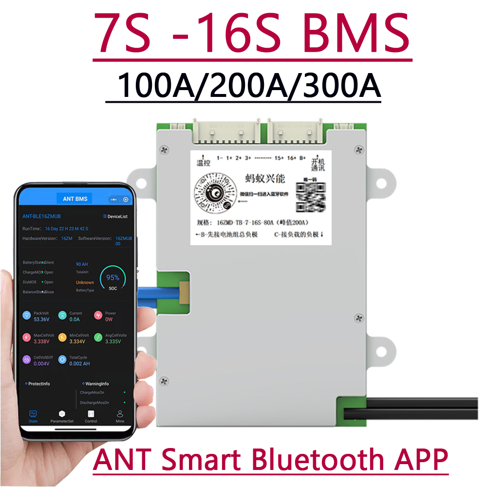 Slimme Bluetooth 7S - 16S 100A - Smart Bms 16S 48V 200A Bluetooth recensie en prijs