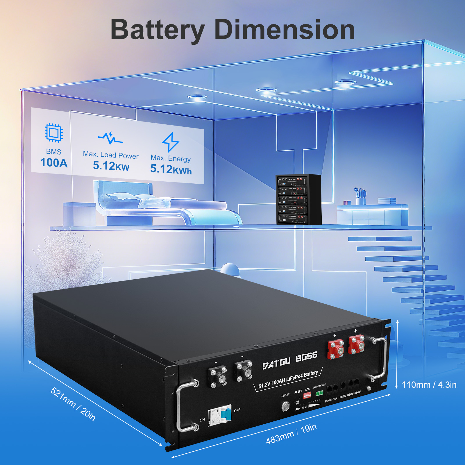 DATOUBOSS 48V 100Ah LiFePO4 li - Lifepo4 48V 100Ah Server Rack recensie en prijs