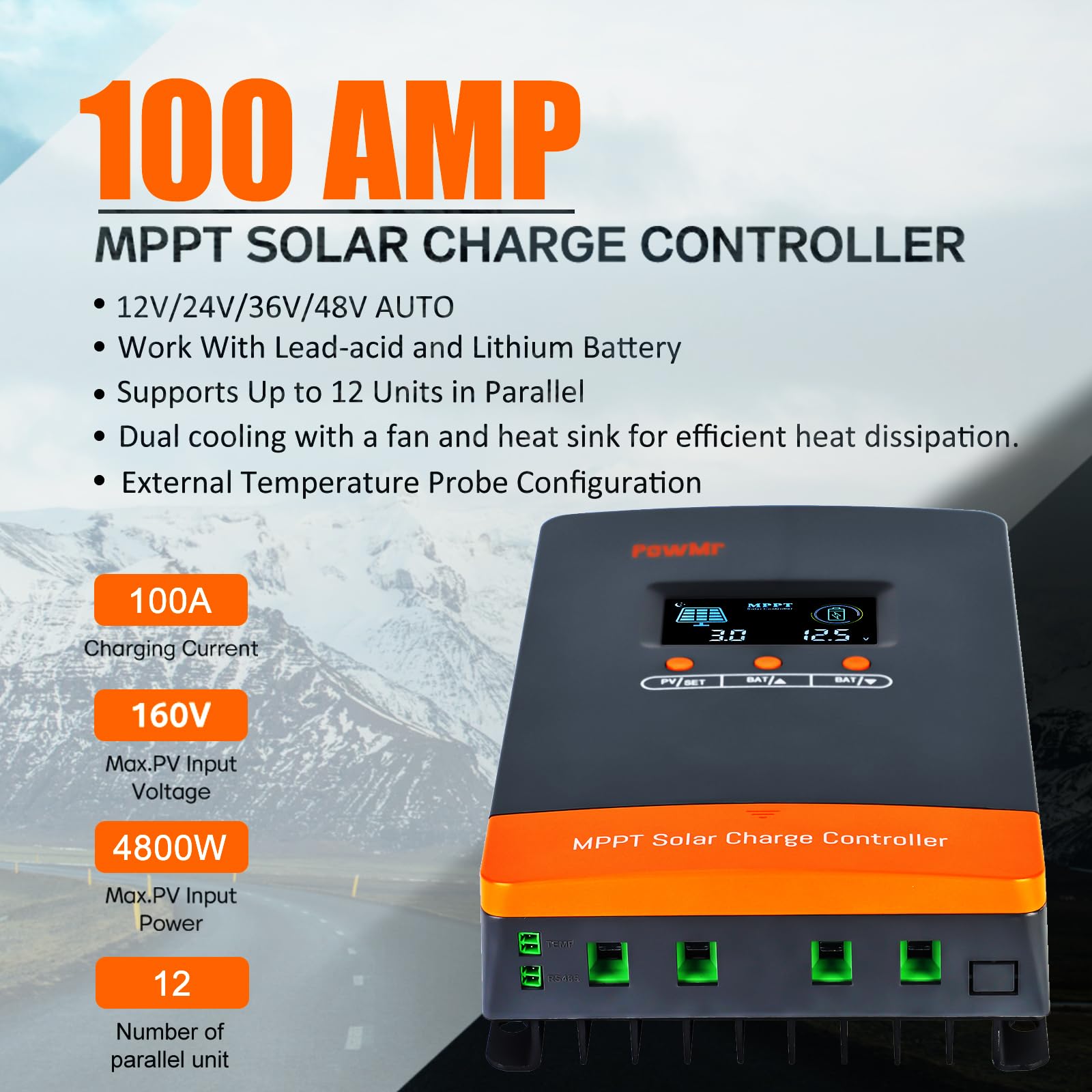 PowMr 100A MPPT Solar Charge C - Lifepo4 Battery 36V 100Ah recensie en prijs